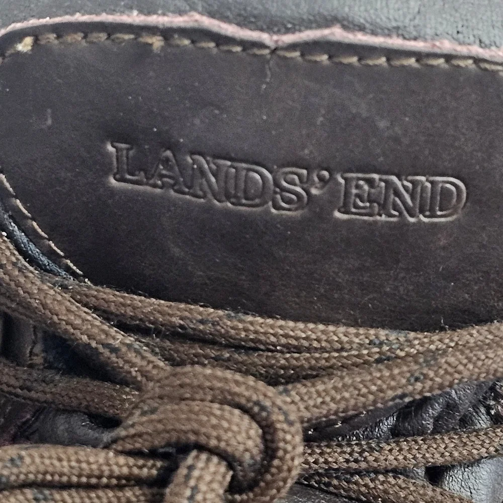 Lands' End Men's 8.5 Waterproof Leather Hiking‎ Boots Brown Outdoor Trail Grunge
